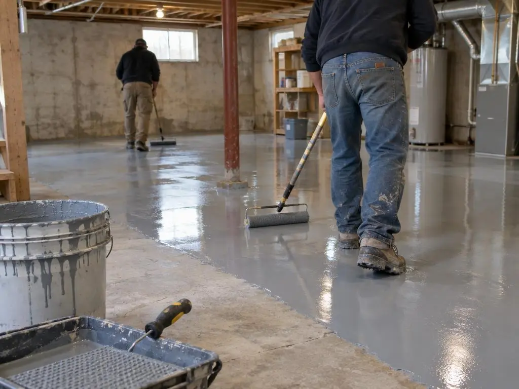 Basement Floor Epoxy in Janesville, WI